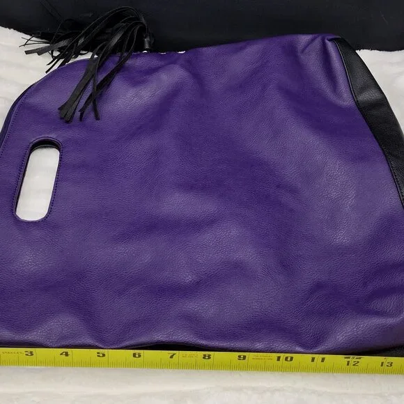 Purple & Black Oversized Clutch / Foldover Bag – Statement Chic - Picture 3 of 7